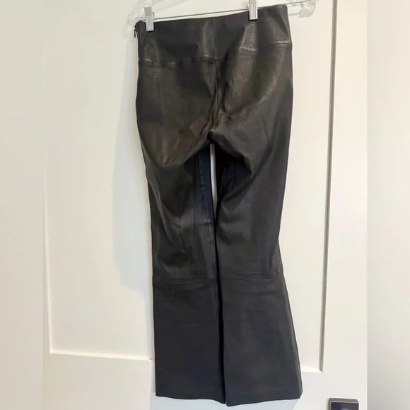 Theory Urban Slim Leather Flare Pants, Size 4